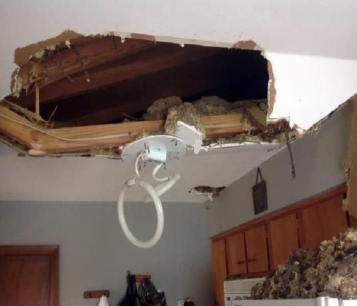 ceiling collapsed after a storm 